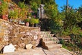 Stone Wall in Greek Village Garden