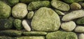 Stone wall with green moss background