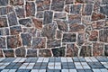 stone wall background street sidewalk view empty large Royalty Free Stock Photo