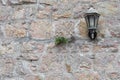 Stone wall with lantern Royalty Free Stock Photo