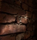Stone wall made of bricks under artificial lights, perfect for background Royalty Free Stock Photo