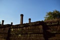 The stone wall in the old stone castle in Thailand