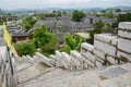 Stone wall with parapets around ancient town,Qingyan town