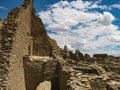 Stone wall of Pueblo Bonito great house in Chaco Culture National Historic Park, New Mexico