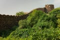 Stone wall of Rao Jodha Desert Rock Park, Jodhpur, Rajasthan, India.