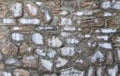 Stone wall background of grey brick stones