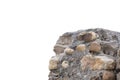 Stone wall on white background.Isolated on white background,with copy space Royalty Free Stock Photo