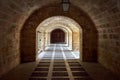 Stone Walled Corridor Under Palma de Mallorcas Cathedral