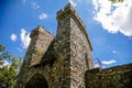 Stone walls with battlements, Castle Bitov, South Moravia Region, Czech Republic