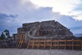 Stone walls and pyramids at the Usnu de Vilcashuaman. Ayacucho, Peru