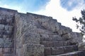 Stone walls and pyramids at the Usnu de Vilcashuaman. Ayacucho, Peru