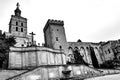 Stone walls and towers of the medieval Castle of the Popes in the city of Avignon Royalty Free Stock Photo