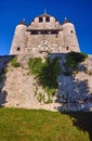 Stone walls and towers of a medieval castle in the town of Provins Royalty Free Stock Photo