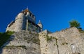Stone walls and towers of a medieval castle in the town of Provins Royalty Free Stock Photo