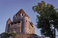 Stone walls and towers of a medieval castle Royalty Free Stock Photo