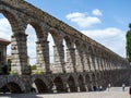Stone water bridge in Spain city Segovia