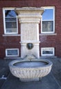 Large stone water fountain in Lancaster, New Hampshire