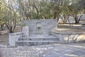 Stone Water Fountain in the Historic Phillopappou Park from Athens in Greece Royalty Free Stock Photo