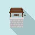 Stone water well icon, flat style Royalty Free Stock Photo