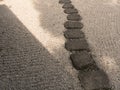 Stone way in japanese stone-garden Royalty Free Stock Photo