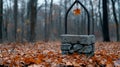 A stone well surrounded by autumn leaves in a tranquil forest setting Royalty Free Stock Photo
