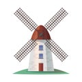 Stone windmill icon isolated on background, vector