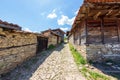 Stone and wood in the Balkan architecture of the village of Zheravna in Bulgaria Royalty Free Stock Photo