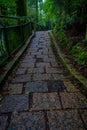 A stoned entrance of Hakone shrine, in the forest in Japan Royalty Free Stock Photo