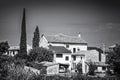 Stoned houses and cypress trees, Bale, Croatia Royalty Free Stock Photo