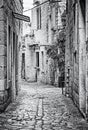 Stoned street in historic Trogir, colorless