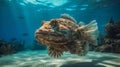 Stonefish close-up in beautiful blue ocean