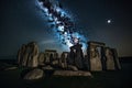 Stonehedge at night under sky with stars