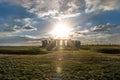 Stonehenge against the sun, Wiltshire, England Royalty Free Stock Photo