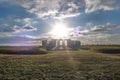 Stonehenge against the sun, Wiltshire, England Royalty Free Stock Photo