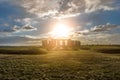 Stonehenge against the sun, Wiltshire, England Royalty Free Stock Photo