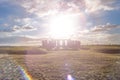 Stonehenge against the sun, Wiltshire, England Royalty Free Stock Photo