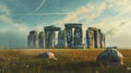 Stonehenge during a celestial alignment, where the stones seem to resonate with otherworldly energy. The background should be