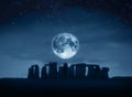 Stonehenge full moon Royalty Free Stock Photo