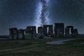 Stonehenge at night with Milky Way spreading above, United Kingdom