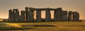 Stonehenge panorama at sunset Royalty Free Stock Photo