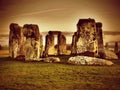 Stonehenge is a stone building built in the Stone Age and used until the Bronze Age. It is the oldest sundial. Royalty Free Stock Photo