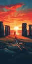 Stonehenge Sunset Graphic Design-inspired Illustrations Of Mysterious Landscapes