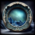 A stonelike circle frame on icy background. Royalty Free Stock Photo