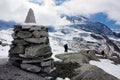 Stoneman and beautiful glacial mountains Royalty Free Stock Photo