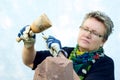 Stonemason in the garden Royalty Free Stock Photo