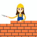 Stonemason, masonry character icon. Vector illustration