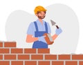 Stonemason work with bricks concept