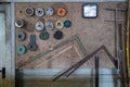 in the stonemasonry store lhang various tools on a wall Royalty Free Stock Photo