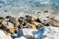 Stones along the rugged coast pacific ocean Royalty Free Stock Photo