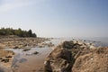 Stones balance on the beach. Place on Latvian coasts called Veczemju klintis Royalty Free Stock Photo